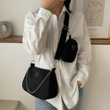 2Pcs Retro Women Crossbody Bags Casual Style Chain Shoulder Bags