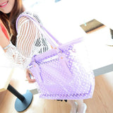 2Pcs/Set Women Polka Dot Print Party Bucket Bag Jelly Shoulder Handbag Tote