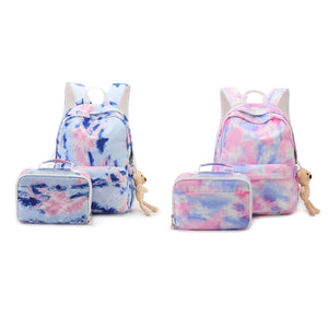 2Pcs Tie Dye Backpack and Lunch Bag Set for Girls Teens Student