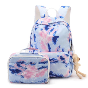 2Pcs Tie Dye Backpack and Lunch Bag Set for Girls Teens Student