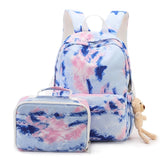 2Pcs Tie Dye Backpack and Lunch Bag Set for Girls Teens Student
