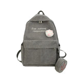 2Pcs Women Letter Embroidery Backpack Corduroy School Bags For Teenage Girls