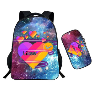 2Pcs Likee Backpack Laptop Bag For Teens Boys Girls School Bags Cat Unicorn