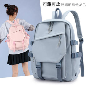 2Pcs Nylon Waterproof School Backpack Women Travel