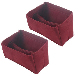 2X Red Felt Makeup Bag Organizer Insert Cosmetic Case