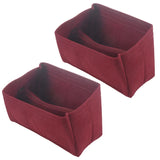 2X Red Felt Makeup Bag Organizer Insert Cosmetic Case