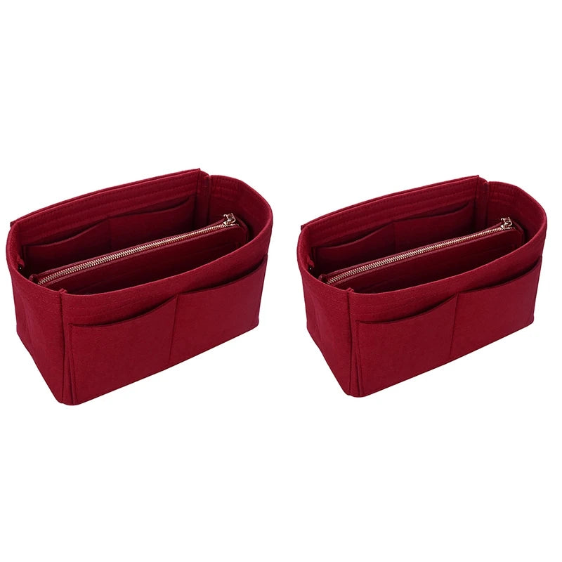 Felt Makeup Bag Organizer Insert Travel Toiletry Red M & S