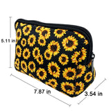 Sunflower Floral Makeup Bag Waterproof Neoprene Travel Storage Pouch