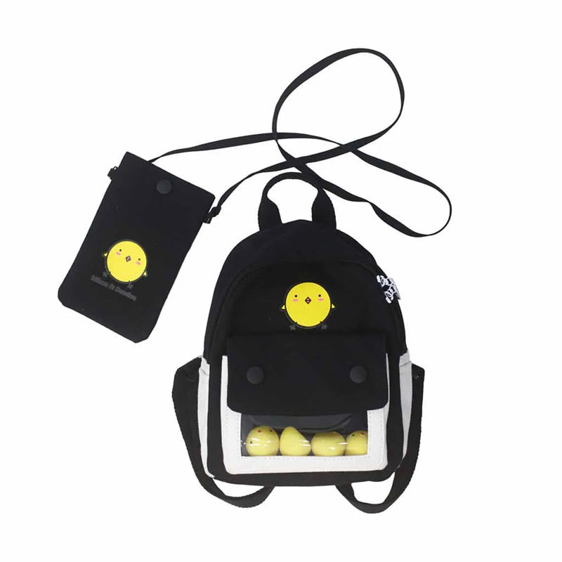 2pcs Mini Canvas Solid Backpack Chicken Student Bag