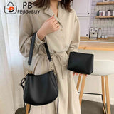 2pcs Crossbody Bag Solid PU Leather Messenger Handbag for Women