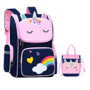 2pcs Unicorn School Bags For Girls Boys 6-12 Waterproof Backpack