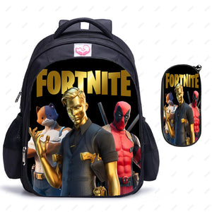 2pcs FORNITE Kids Backpack Orthopedic School bag Waterproof Backpacks