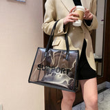 2pcs Women Jelly Transparent Handbag Large Capacity Tote Shoulder Bags
