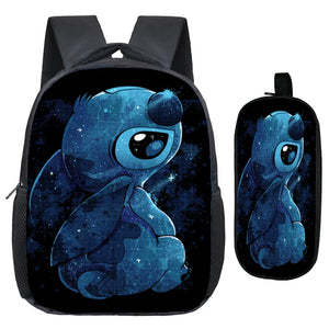 2pcs Stitch Kids School Bags Girls Boys Backpack with Pen Case