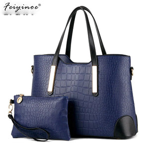 2pcs Leather Bags Handbags Women Famous Shoulder Bag Female Casual Tote