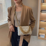2pcs Women Fedora Hats Bag Set Chain Shoulder Crossbody Bag Lattice Handbag