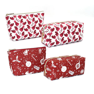 2pcs PU Leather Zipper Cosmetic Gift Bag Women Christmas Travel Beauty Case