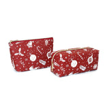 2pcs PU Leather Zipper Cosmetic Gift Bag Women Christmas Travel Beauty Case