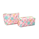2pcs PU Leather Zipper Cosmetic Gift Bag Women Christmas Travel Beauty Case