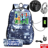 Rainbow Laptop Backpack Canvas Bag School Teenagers