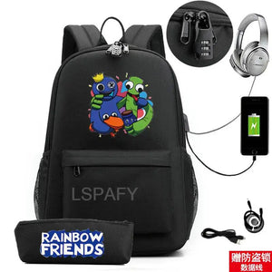 Rainbow Laptop Backpack Canvas Bag School Teenagers