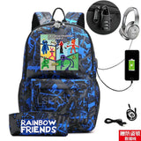 Rainbow Laptop Backpack Canvas Bag School Teenagers