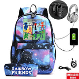 Rainbow Laptop Backpack Canvas Bag School Teenagers