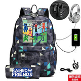Rainbow Laptop Backpack Canvas Bag School Teenagers