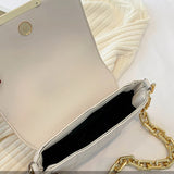 Quilting Leather Shoulder Bag with Chains Flap