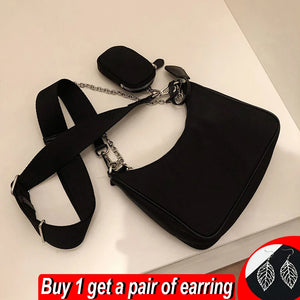 Vintage Shoulder Bag Nylon Women Chains Crossbody Messenger Handbag