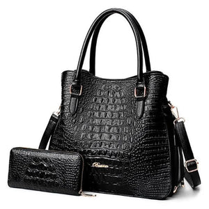 2pcs Crocodile PU Leather Shoulder Bags Set
