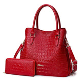 2pcs Crocodile PU Leather Shoulder Bags Set