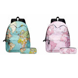 World Map Printing School Backpack with Pencil Case