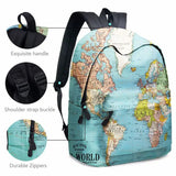 World Map Printing School Backpack with Pencil Case