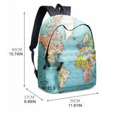 World Map Printing School Backpack with Pencil Case