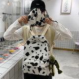 Milk Cow Canvas Backpack for Teen Girls