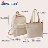 2pcs/set Ladies Bookbag with Handbag College Student Rucksack Large Capacity