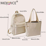 2pcs Laptop Backpack Solid Handbag College Student Large Capacity