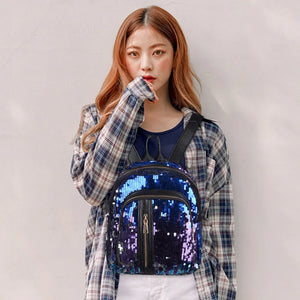 2pcs/set Sequins Women Backpack for Teenage Girl Rucksack School Bag