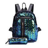 2pcs/set Sequins Women Backpack for Teenage Girl Rucksack School Bag