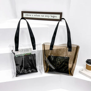 2pcs/set Women Shoulder Bags Transparent PVC Handbags Composite Bags Totes