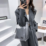 2pcs/set Women Shoulder Bags Transparent PVC Handbags Composite Bags Totes