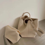 2pc/set PU Leather Women's Handbags Casual Ladies Tote Female Bucket