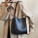 2pc/set PU Leather Women's Handbags Casual Ladies Tote Bucket Women Shoulder Bag