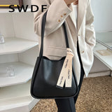 2pc/set PU Leather Women's Handbags Casual Tote Bucket Shoulder Bags