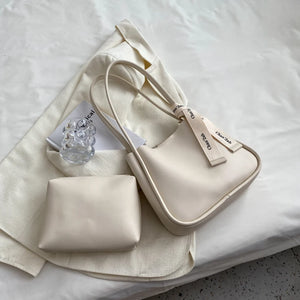2pc/set PU Leather Women's Handbags Casual Tote Bucket Shoulder Bags