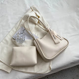 2pc/set PU Leather Women's Handbags Casual Tote Bucket Shoulder Bags