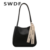 2pc/set PU Leather Women's Handbags Casual Tote Bucket Shoulder Bags