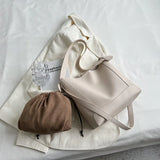 2pc Set PU Leather Women's Handbags Casual Ladies Tote Female Bucket Bag