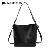 2pc Set PU Leather Women's Handbags Casual Ladies Tote Female Bucket Bag